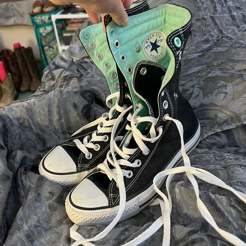 Converse Black and Mint High-Tops